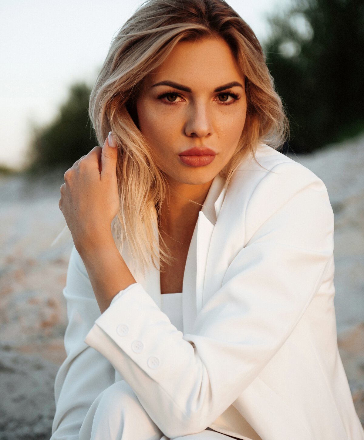 Carolina botox model in white outfit